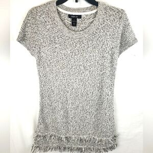 Style & Co Gray Short Sleeve Dress With Fringes Sz S